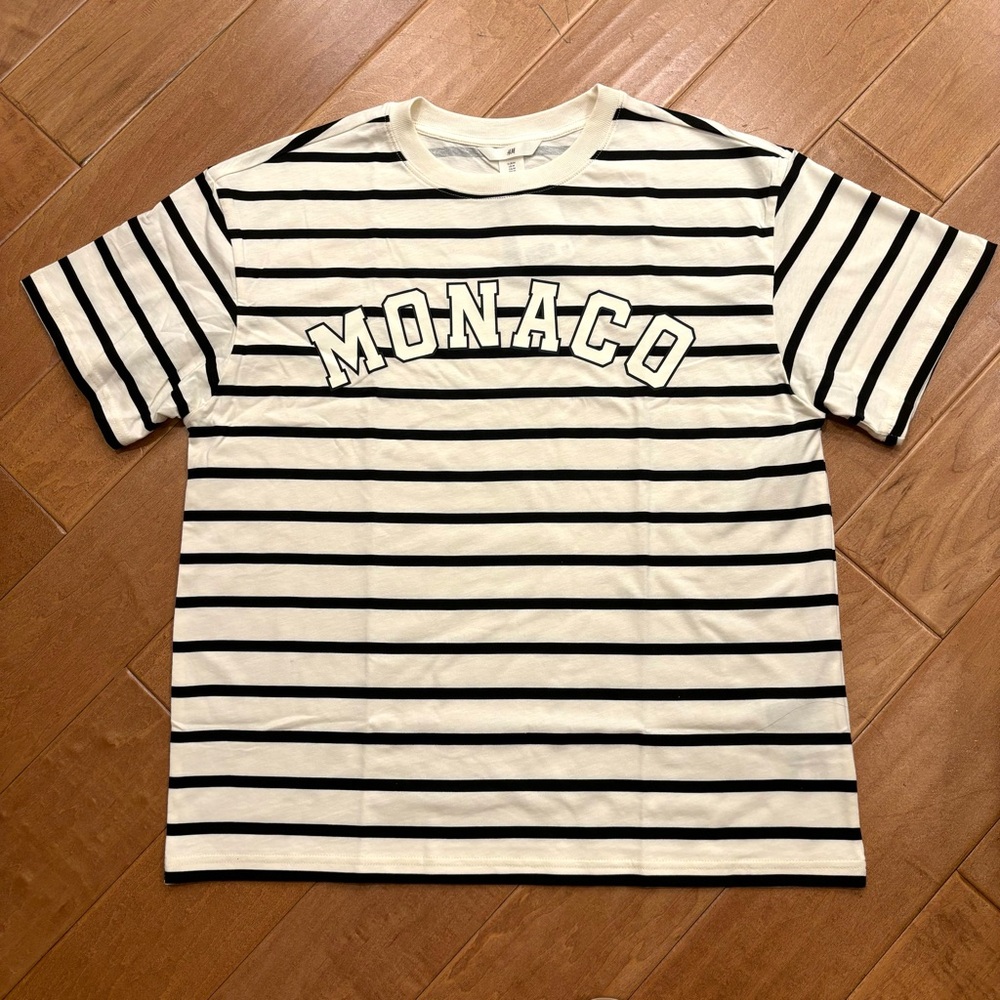 New with Tags H&M Women’s Monaco Striped Cotton Crewneck T-shirt Size Medium